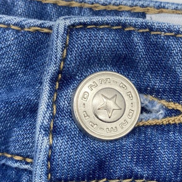 Princess Polly Womens 2 Flare Denim Jeans Mid Rise Blue Med Wash Zip Button Fly - Picture 11 of 12